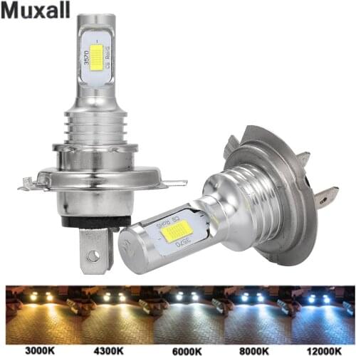 Muxall H4 H1 H7 H11 H3 LED Motorcycle Car Headlight Bulb 12000LM 80W Hi/Lo Conversion Kit 3000K 6000K Motor Bike Headlamp