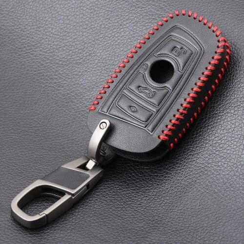 Top Leather Key Cover for BMW 5 X1 M1 GT F20 F10 F30 520 525 520I 530D E34 E46 E60 E90 Remote Case Chain Shell Keychain Keybag