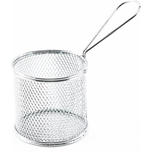 1Pcs Round Stainless Steel Fried Basket Mesh Strainer Frying Chicken Chips Colanders Kitchen Strainer Basket Mesh Food Strainer