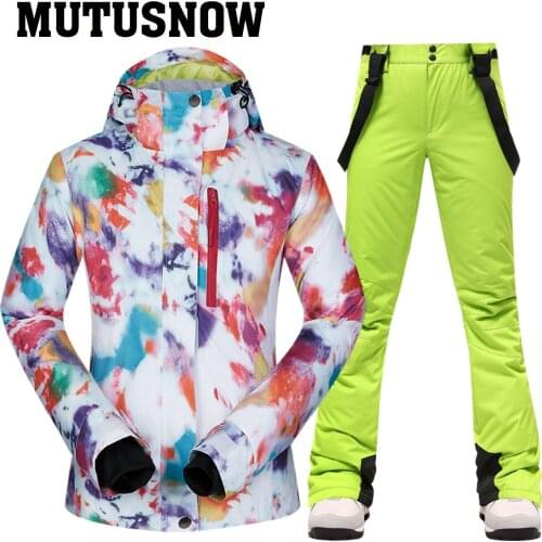 -30 degree Ski Suit Women Winter Female Jackets and Pants Warm Waterproof Womens Jacket Outdoor Snowboard Cycling Camping Suit
