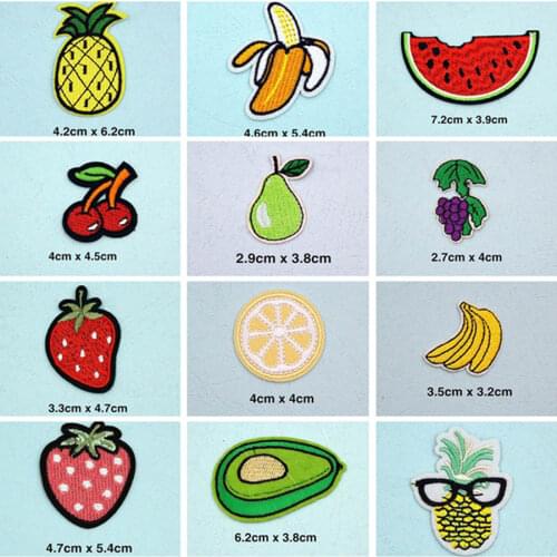Cute Fruit Cartoon Patches Cap Shoe Iron On Embroidered Appliques DIY Apparel Accessories Patch For Clothing Fabric Badges BU15