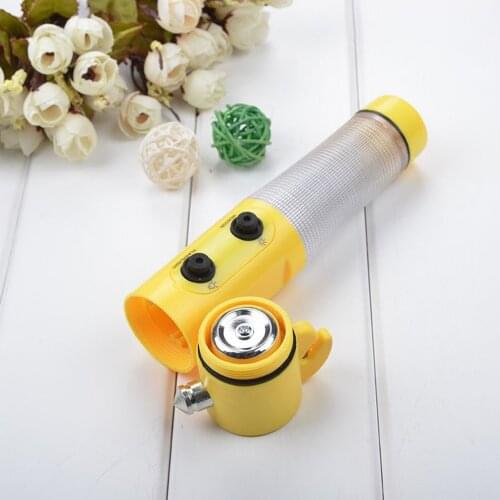 Multifunction 4 in 1 Safety Hammer Fire Rescue Hammer Emergency Flashlight Fluorescent AA Battery Red LED Indicator Light