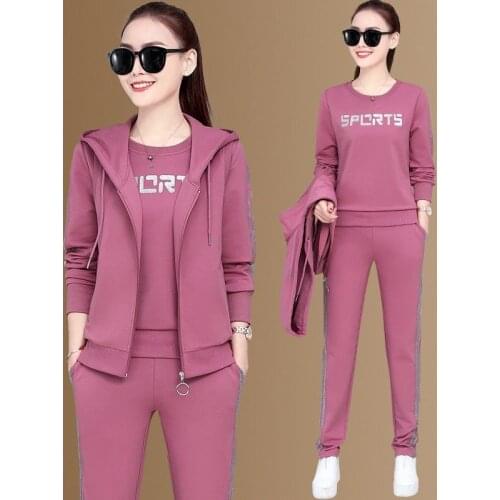 Fashion Tracksuit 3 Piece Sets Women Autumn Casual Loose Sleeveless Hooded Vest Jacket Sweatshirt Tops Sweatpants Jogging Suit