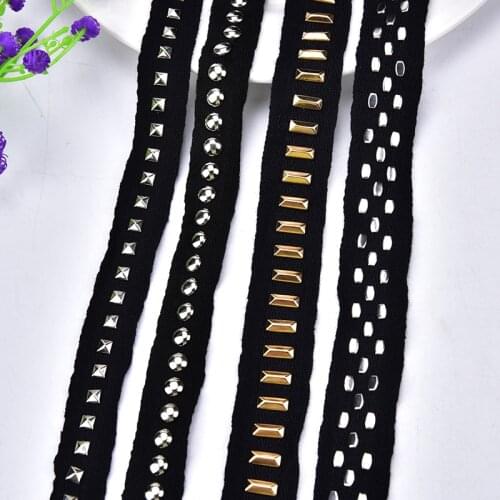 New 5Yards/lot Rhinestone Trim Beaded Lace Wedding Decoration Applique Sew On Clothes Collar Black Ribbon DIY Accessories
