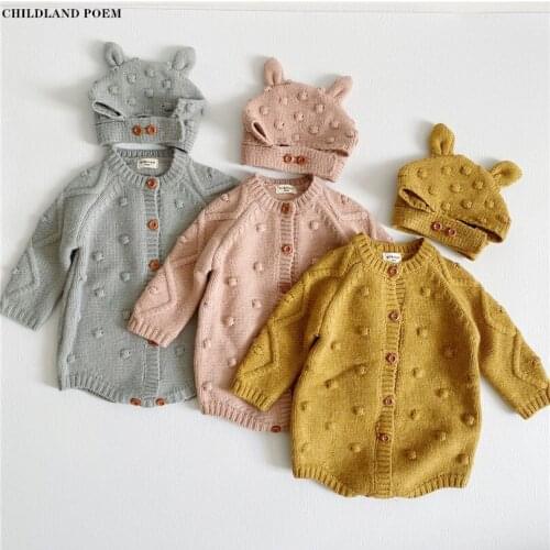 Baby Girls Clothes Autumn Winter Knit Baby Clothes Pompom Baby Romper Sweater For Girl Boy Jumpsuit With Hat Cotton Baby Outfits