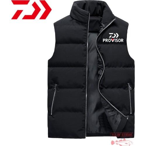 Daiwa Fishing Clothing Mens Thermal Sleeveless Vest Winter Autumn Fashion Casual Fit Coats Cotton Men Winter Down Padded Jacket