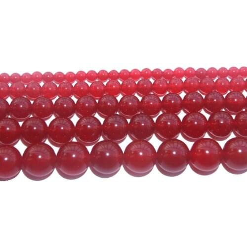 Wholesale Natural Stone Red Chalcedony Jades Round Beads 4 6 8 10 12 MM Pick Size For Jewelry Making DIY Bracelet Necklace