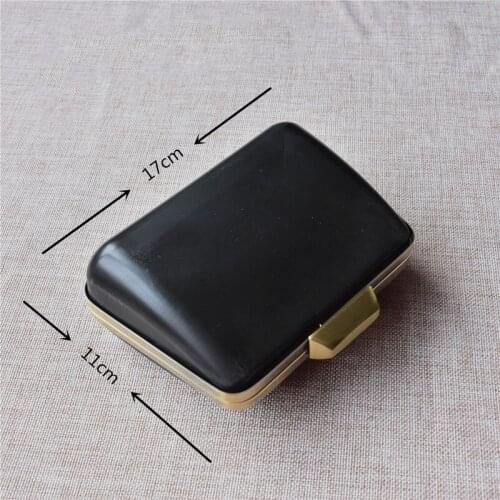 Wholesale Evening Bag Metal Frame Box Purses Handles for DIY Handbags Clutch Accessories with black plastic obag handles
