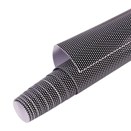 SUNICE Perforated Mesh Window Film Self Adhesive Black Dotted One Way Film Privacy Stickers for Home Office 1.22*10M