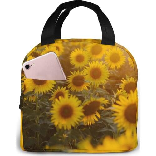 Sunflowers On A Sunset Lunch Food Box Bag Fashion Insulated Thermal Food Picnic Lunch Bag for Women kids Men Cooler Tote Bag
