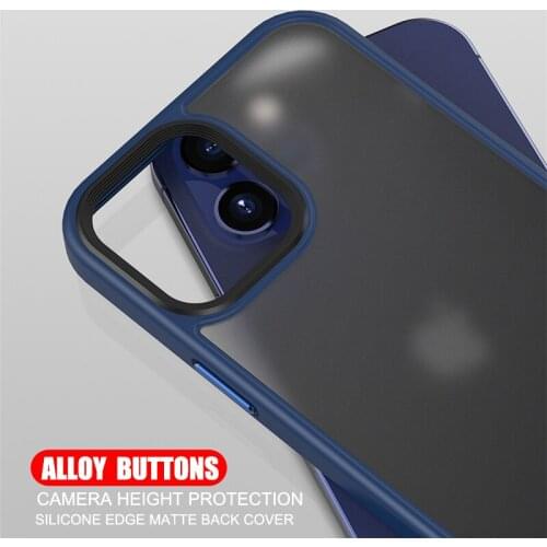 Shockproof Armor Matte Case For iPhone 12 11 Pro Xs Max XR X 7 8 Plus SE Mini Luxury Silicone Bumper Hard PC Alloy Button Cover