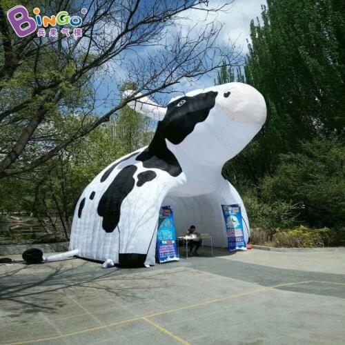 Animal Cartoon Model 6x5x6 Meters Inflatable Milk Cow Tunnel Tent With Custom Logo For Outdoor - BG-A0983-3