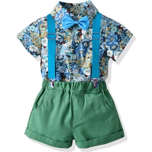 Tem Doger Summer Baby Boy Clothing Set Hawaii Style Toddler Gentleman Suits Bowtie Short Sleeve Shirts+Short 2Pcs Newborn Cloth