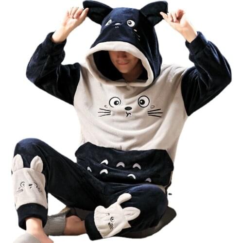 Long Sleeve Warm Flannel Pajamas Winter Men Pajama Sets Print Thicken Sleepwear Pyjamas Plus Size 4XL 5XL 95kg Nightwear Set