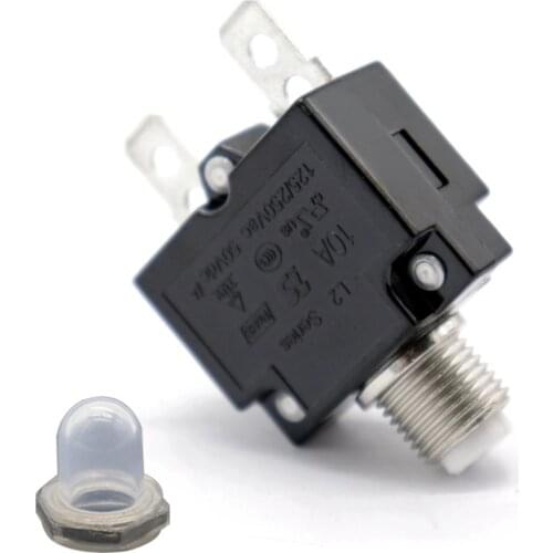 2 Pieces 10A Manual Reset Thermal Circuit Breaker Overload Protector Switch + Clear Caps