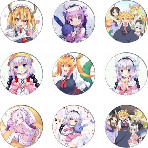 Miss Kobayashis dragon maid Cosplay Badge Brooch Pins Kobayashi-san Chi no Maid Dragon Collection Badges for Backpacks Clothes
