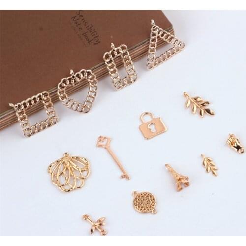10pcs Hot Sale Geometric Earrings Fashion Alloy Hollow Love Key Lock Earring For Girls Bracelet Pendant Diy Jewelry Accessories