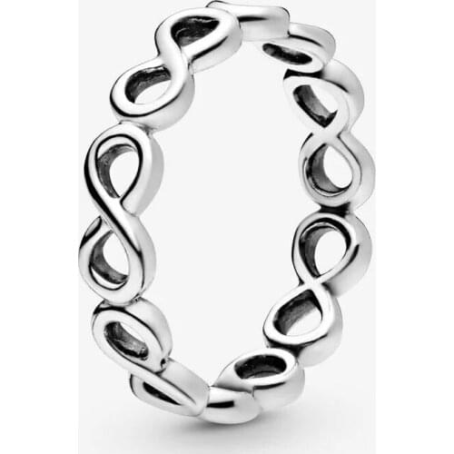 100% 925 Sterling Silver Rings for Women Simple Infinity Band Wedding Party Ring Fashion Jewelry Gift Bijoux Anillos