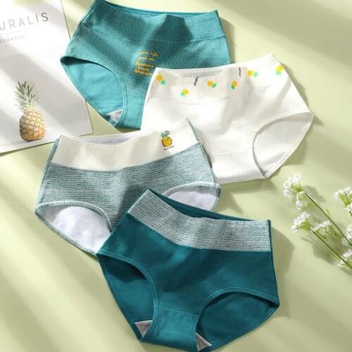 4Pcs High Waist Women Panties Lady Cotton Underwear Girls Breathable Seamless Briefs Women Cute Sexy Lingerie Intimates