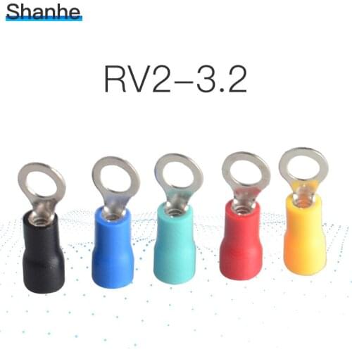 50PCS Insulated Ring Connect Terminals RV2-3.2