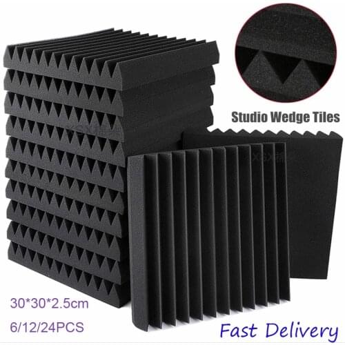 6/12Pack Acoustic Foam Panels 1" X 12" X 12" Studio Soundproofing Wedge Sound Proof Padding Acoustic Treatment Foam Sealing Stri