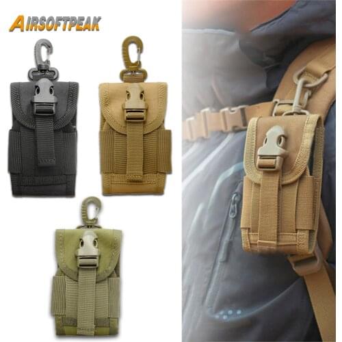 AIRSOFTPEAK 4.5 inch Nylon Phone Pouch Durable Hook Cover Case Tactical Bag Attachable Molle Belt Cellphone Pouches Universal