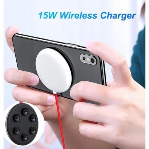 Wireless Charging Pad Strong Suction Ultra-thin Stable Output Fast Charging Anti-skid Safe Charging Adapter 15W for Smartphone