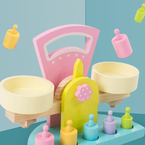 Montessori Wooden Balance Scale Toy Fine Motor Busy Block Elements Early Education Toy For Kids Keep Busy Perfect Birthday Gifts