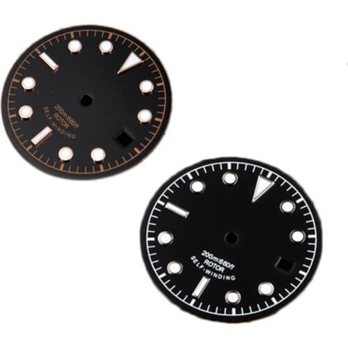 Watch Parts, 30.4mm Black Sterile Watch Dial Rose Gold/white Marks for Unitas ETA 2824 2836 Automatic Movement