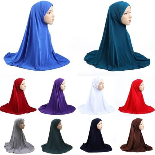 Muslim Women Long Hijabs Scarf Islam Arabic Plain Turban Jersey Hijab Cap for Lady Buqa Pray Hat Head Wrap Headscarf Headwears