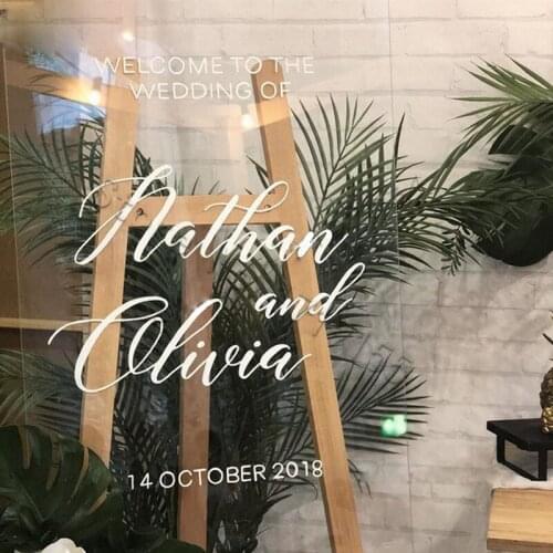 Welcome to The Wedding Of Wall Stickers Personalized Name Date Wall Decal Wedding Sign Removable Mural For Window Wood DIY ZW473