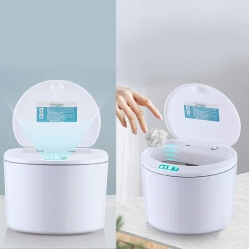 Electric Automatic Mini Car Trash Can Bin with Lid Auto Dustbin Organizer Leak Proof Vehicle Trash Bin Garbage,White