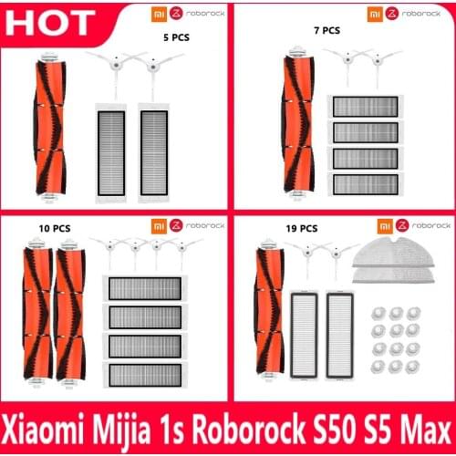 Xiaomi Mijia 1s 1st Roborock S50 S5 Max S6 MaxV S6 Pure Hepa Filter Mop Cloth Main Brush Accessories Robot Vacuum Cleaner Parts