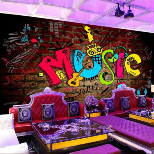 KTV Bar Cafe Fashion Music Symbol Backdrop Wallpaper 3D Mural Personalized Customization Non-Woven Wallpaper Murales De Pared 3D