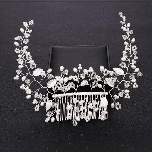Trendy Women Wedding Hair Combs Hair Accessories for Bridal Headpiece Handmade Silver color Pearl Comb Hair ornaments Jewelry