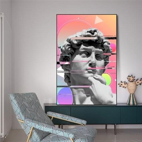 Funny Art of David Graffiti Art Posters And Prints Vaporwave Sculpture Of David Art Pictures Wall Paintings for Living Room