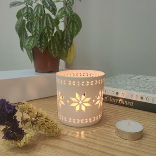 Ceramics Xmas snowflake Hollow Candle Holder Candlestick Creative Christmas Party Wedding Festival Dinner Home Decoration Gifts
