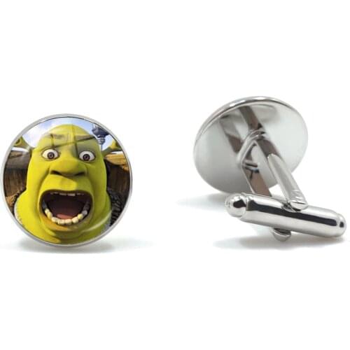 Classic Cartoon Shrek Cufflinks for Men Best Man Cuff Links Set Suit Shirt Glass Cabochon Cufflinks Men Accessories 2021