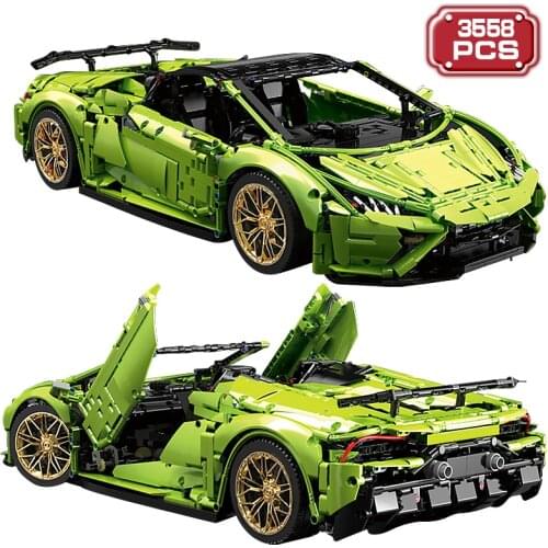 Technical 3558pcs Super Sports Car Building Blocks Creative Green Speed Racing Vehicle Model Bricks Toys For Boys Birthday Gifts
