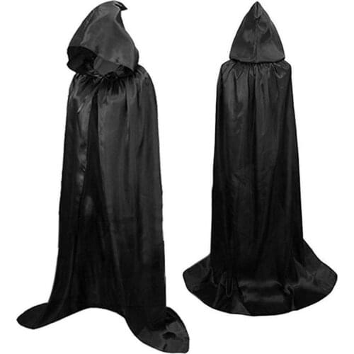 Halloween Costume Adult Death Cosplay Costumes Black Cloak Black Role Scary Witch Black Play Long Cloak Cosplay New Hooded
