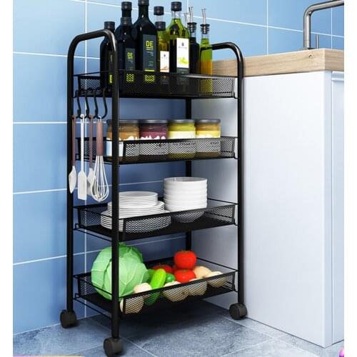Strong load-bearing kitchen storage rack, multi-layer movable trolley storage rack, large capacity kitchen