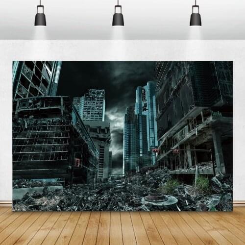 Laeacco Backgrounds For Photography Old Deserted Buildings City Dark Grunge Pattern Room Decor Photography Backdrop Photo Studio