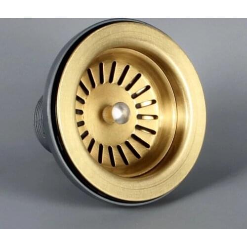 Brass Brushed 3.5 Inch Kitchen Sink Drainer Strainer sink can Removable Strainer Basket and Seal Lid