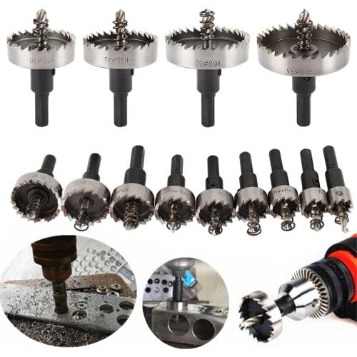 13PCS Carbide Tip HSS Drill Bit Hole Saw Set Stainless Steel Metal Alloy 16/18/20/22/25/26/28/30/35/40/45/50/53mm