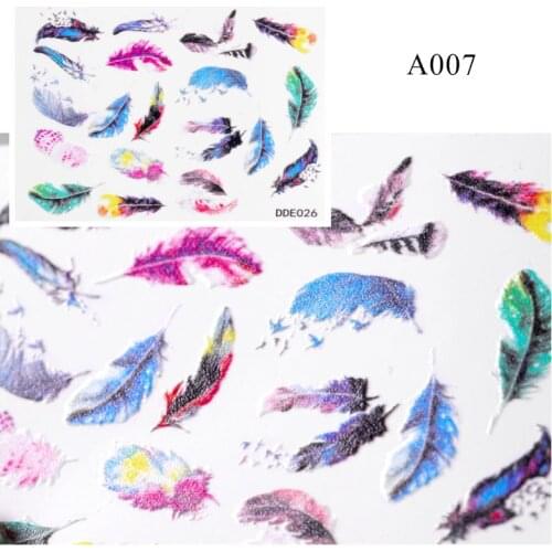 Nail Stickers Mixed Colorful Flowers Pattern Transfer Stickers Feather Nail Art Water Decals DIY Nails Decoration
