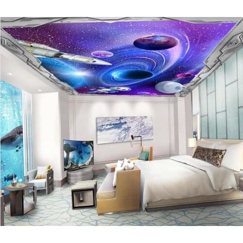 Ceiling Wallpaper Murals Living Room Bedroom Ceiling Mural Decor Science fiction starry sky 3D ceiling mural