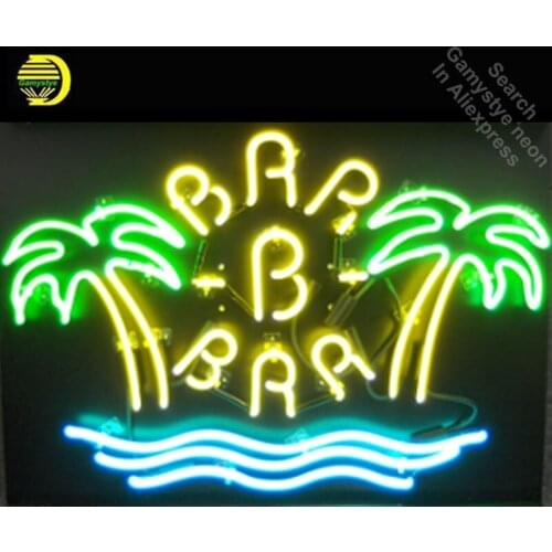 Palm tree Bar Neon Sign REAL GLASS Tube BEER BAR PUB Light Sign Store Display Custom Handcraft Design Iconic Sign Pub Bar Signs