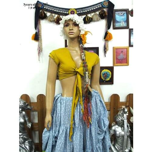 Lycra Cotton Belly Dance Sleeveless Wrap Top Velvet Fat Chance Tribal Costume AH36 44