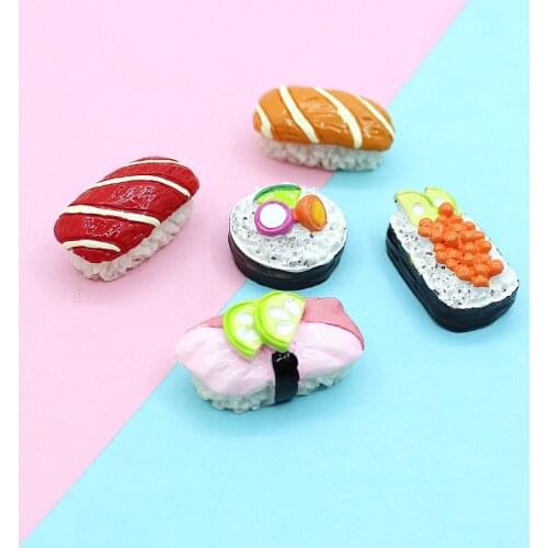 Newest 3D Colorful Food Bread Cake Sushi Resin Cabochons 5pcs/Lot Kwaii DIY Jewelry Findings Embellishments Scrapbooking Cameo