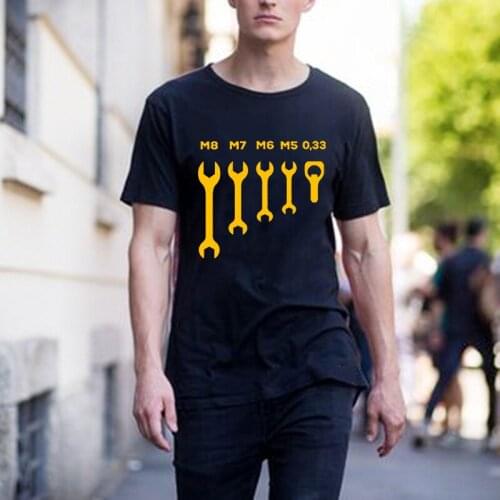 New Mens Funny Wrench Jaw Spanner Beer Car Mechanic Gift T Shirt Design Short Sleeve Round Collar O Neck Fitness Funny Shirt